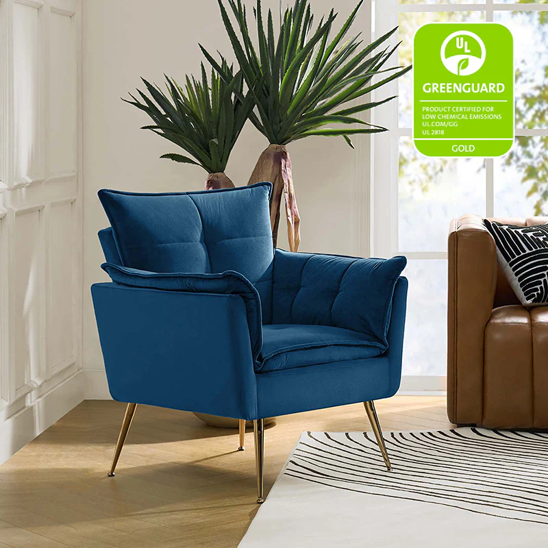 Jaxon Modern Velvet Accent Armchair with Gold Metal Legs - Image 10