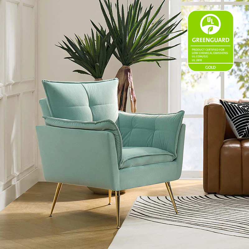 Jaxon Modern Velvet Accent Armchair with Gold Metal Legs - Image 18