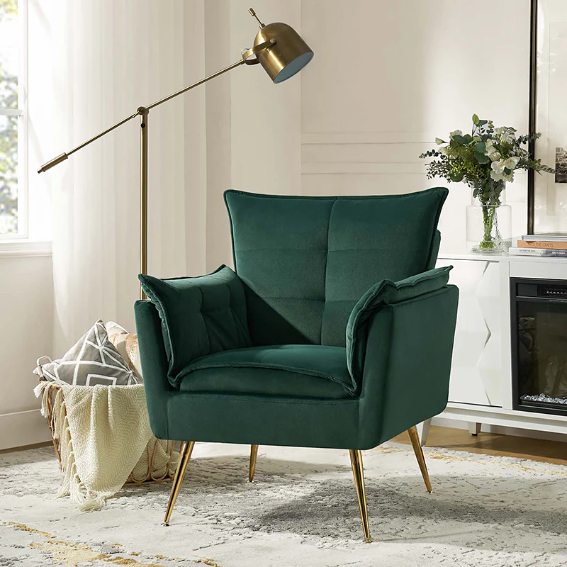 Jaxon Modern Velvet Accent Armchair with Gold Metal Legs - Image 25