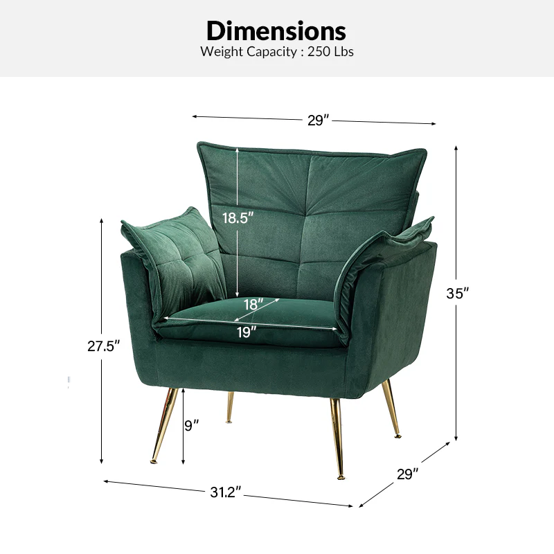 Jaxon Modern Velvet Accent Armchair with Gold Metal Legs - Image 27