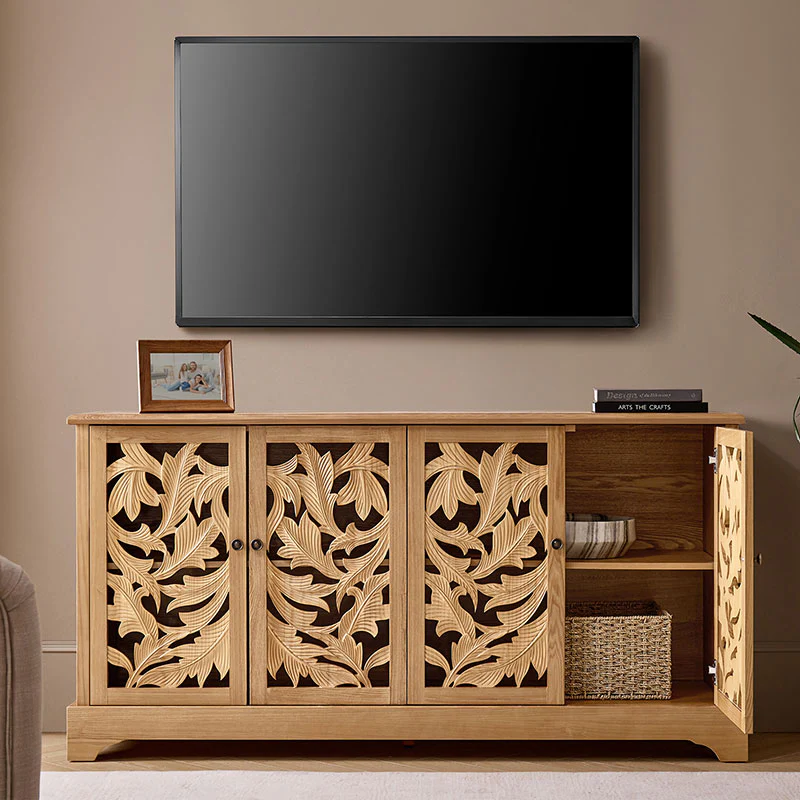 Jordan 63″ Wide 4-Door Sideboard – Solid Wood Console Cabinet - Image 10
