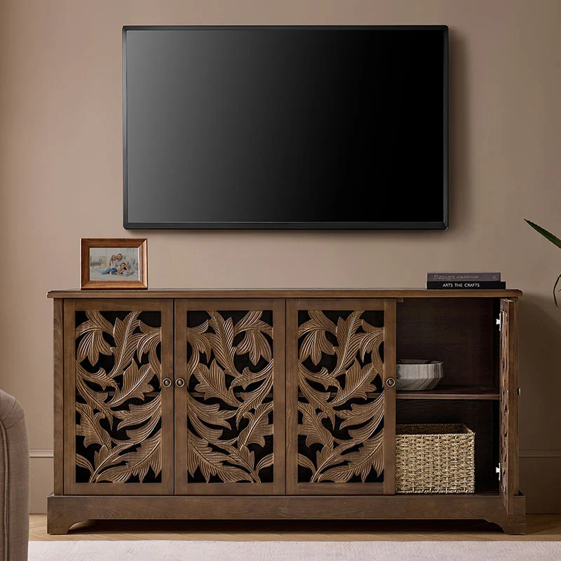 Jordan 63″ Wide 4-Door Sideboard – Solid Wood Console Cabinet - Image 2