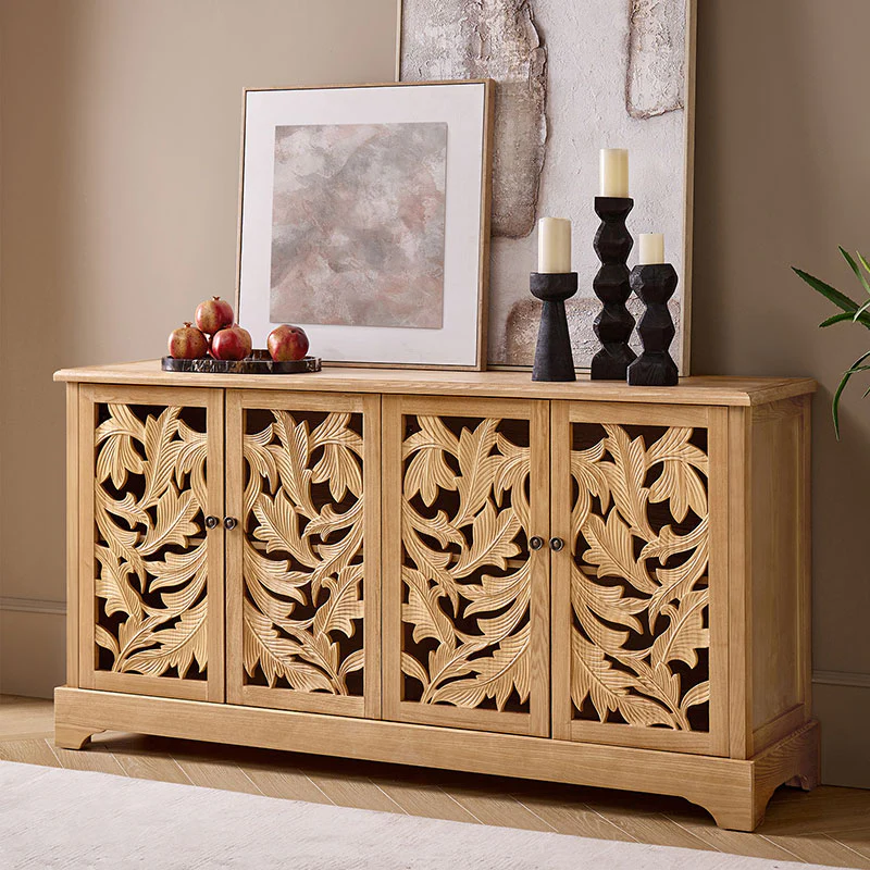 Jordan 63″ Wide 4-Door Sideboard – Solid Wood Console Cabinet - Image 9