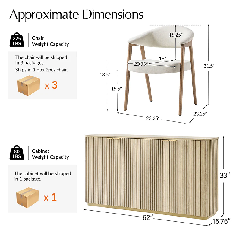 Josefina 8-Piece Modern Extendable Dining Set with Chairs and Buffet - Image 4