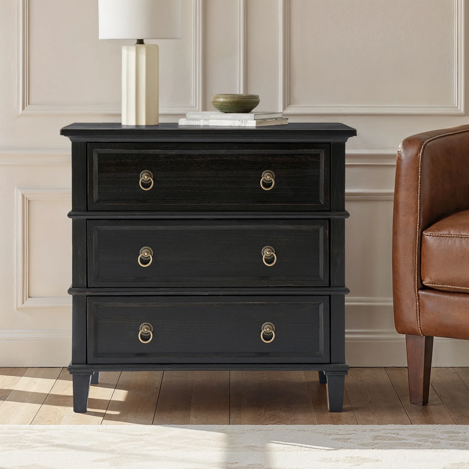 Jules Classic Solid Wood 3-Drawer End Table with USB Ports - Image 17