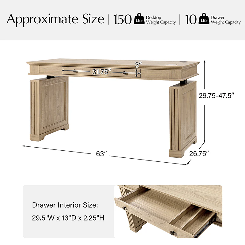 Julia Farmhouse Electric Adjustable Standing Desk - Image 14
