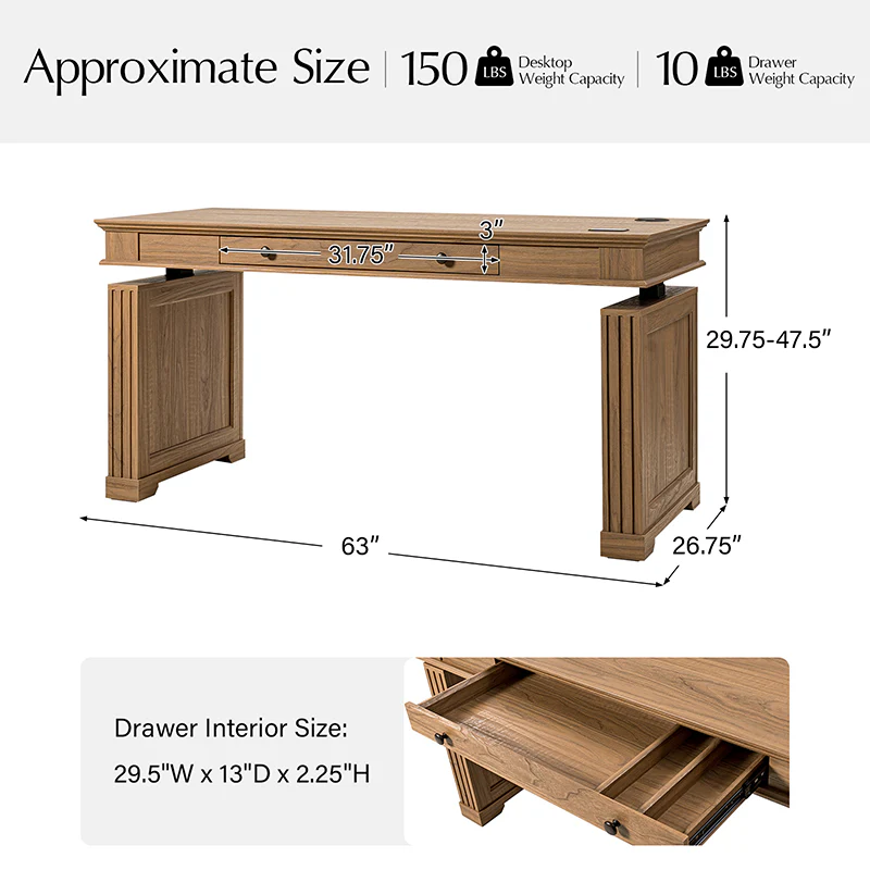 Julia Farmhouse Electric Adjustable Standing Desk - Image 4