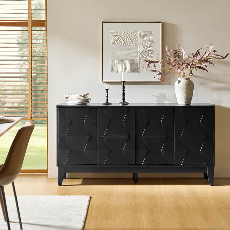Kamu 60″ Wood Sideboard – Mid-Century Modern Storage Cabinet - Image 17