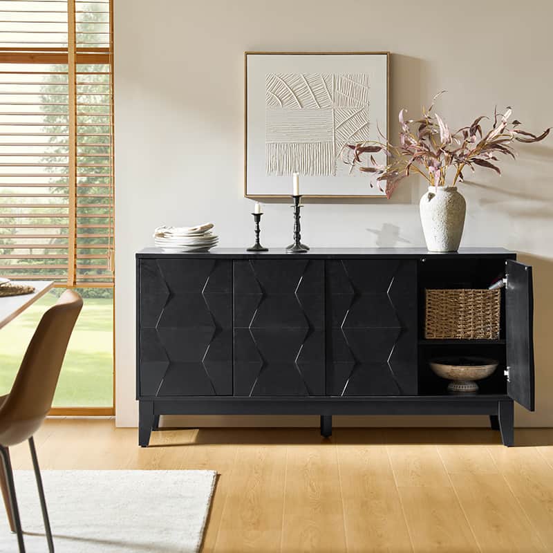 Kamu 60″ Wood Sideboard – Mid-Century Modern Storage Cabinet - Image 18