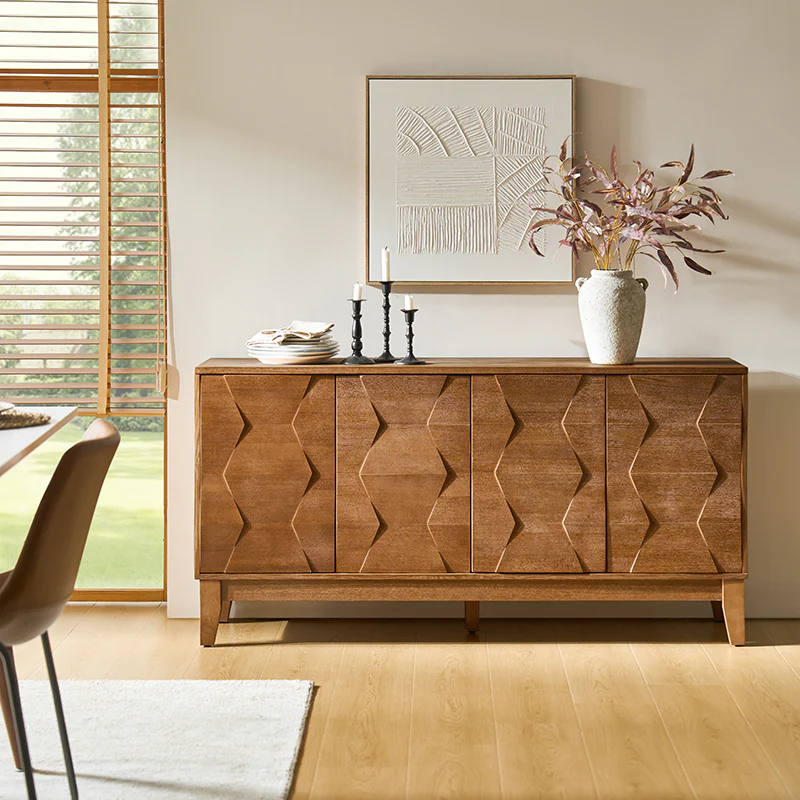 Kamu 60″ Wood Sideboard – Mid-Century Modern Storage Cabinet - Image 25