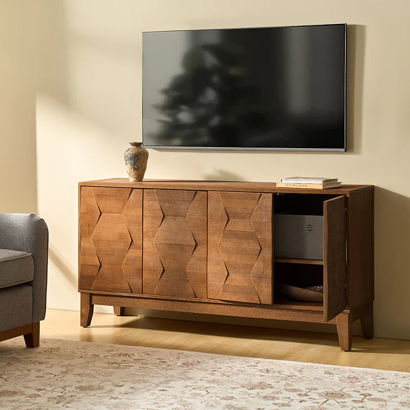 Kamu 60″ Wood Sideboard – Mid-Century Modern Storage Cabinet - Image 26
