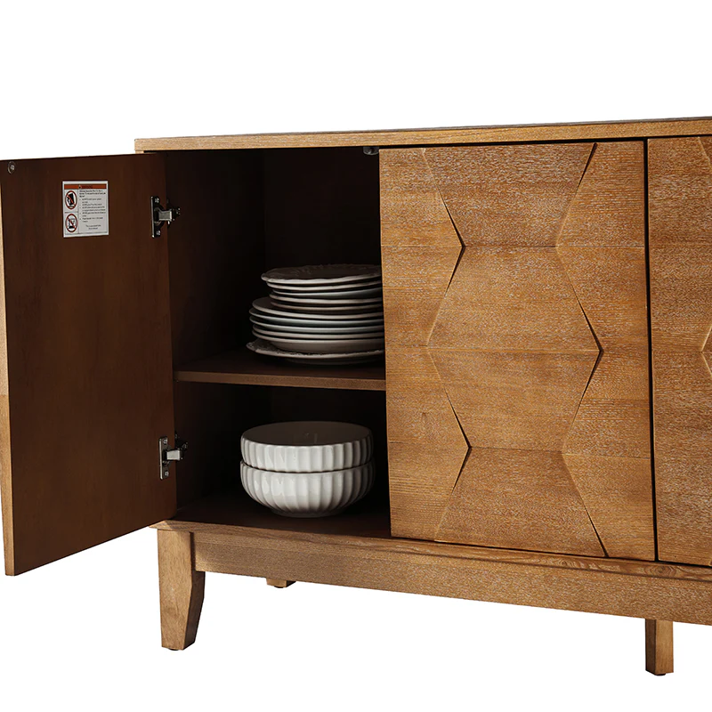 Kamu 60″ Wood Sideboard – Mid-Century Modern Storage Cabinet - Image 32