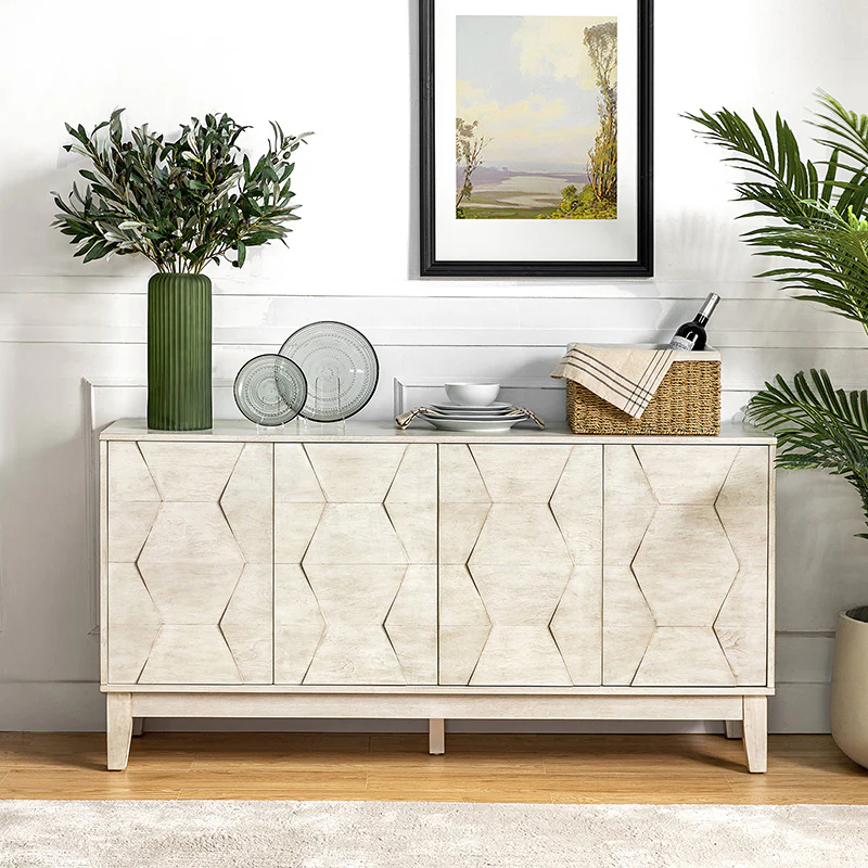 Kamu 60″ Wood Sideboard – Mid-Century Modern Storage Cabinet - Image 9