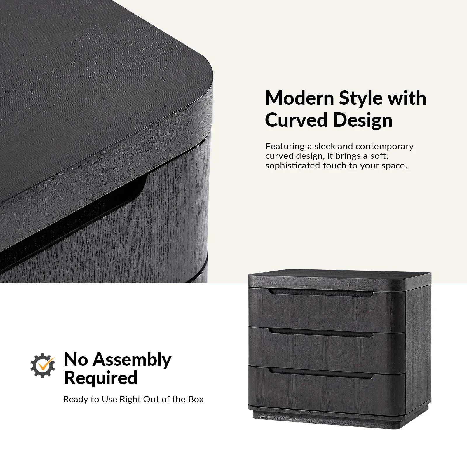 Ravona Large 3-Drawer Nightstand with Hidden Storage(Optional Types) - Image 23