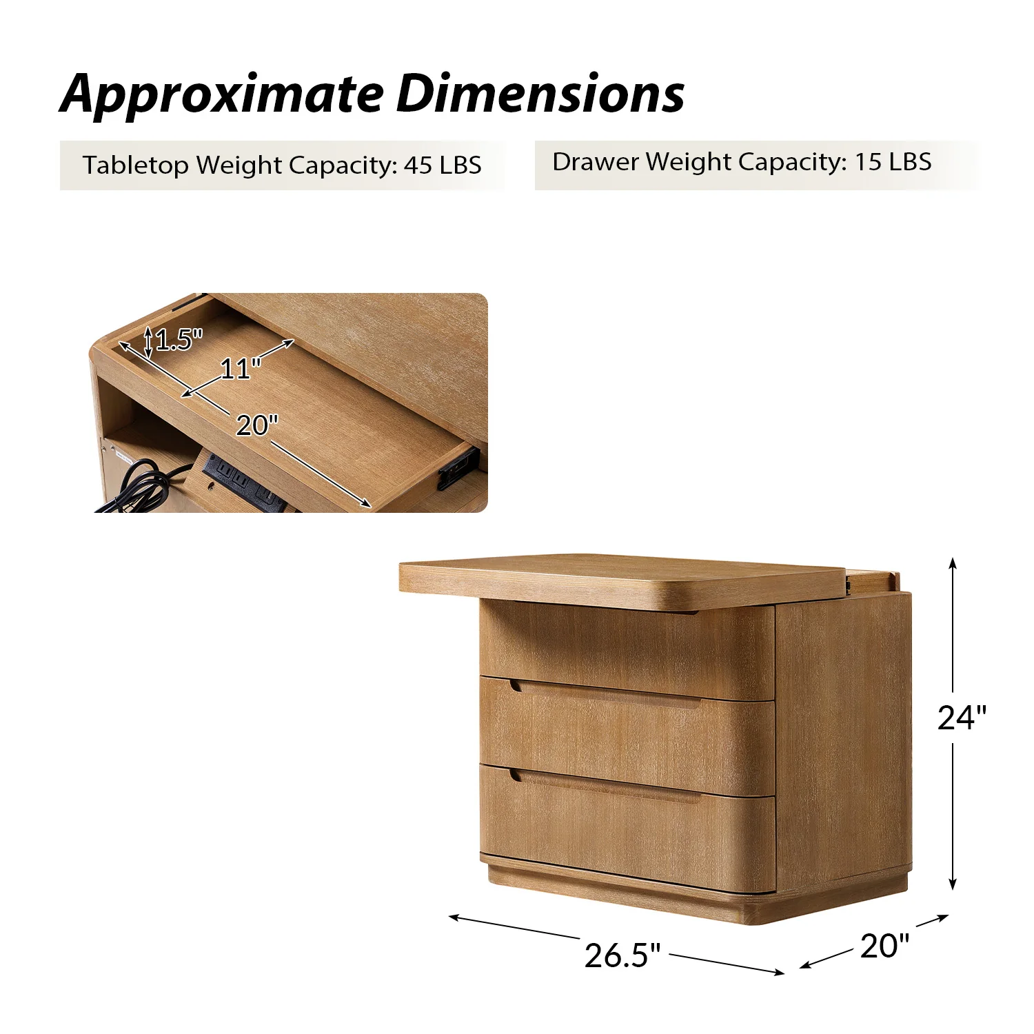 Ravona Large 3-Drawer Nightstand with Hidden Storage(Optional Types) - Image 28