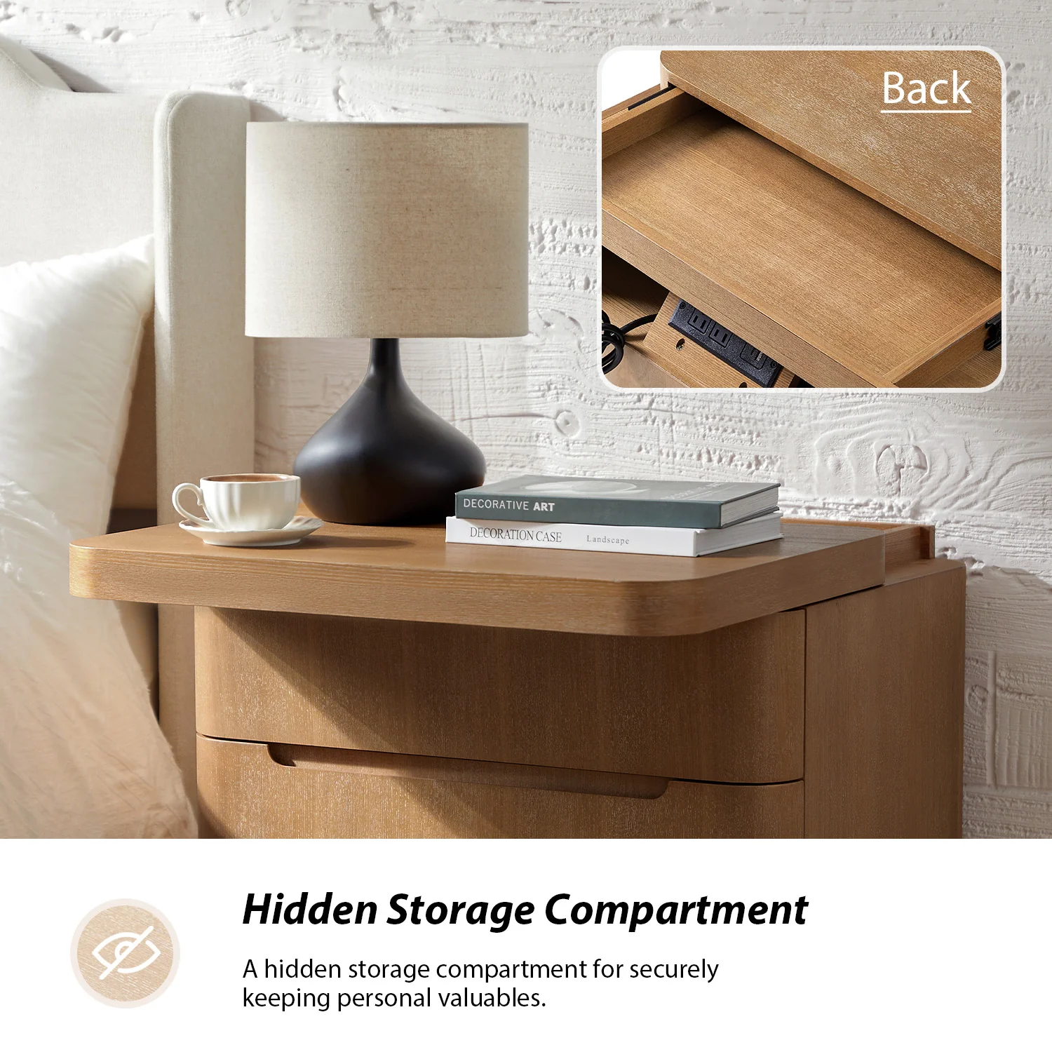 Ravona Large 3-Drawer Nightstand with Hidden Storage(Optional Types) - Image 30