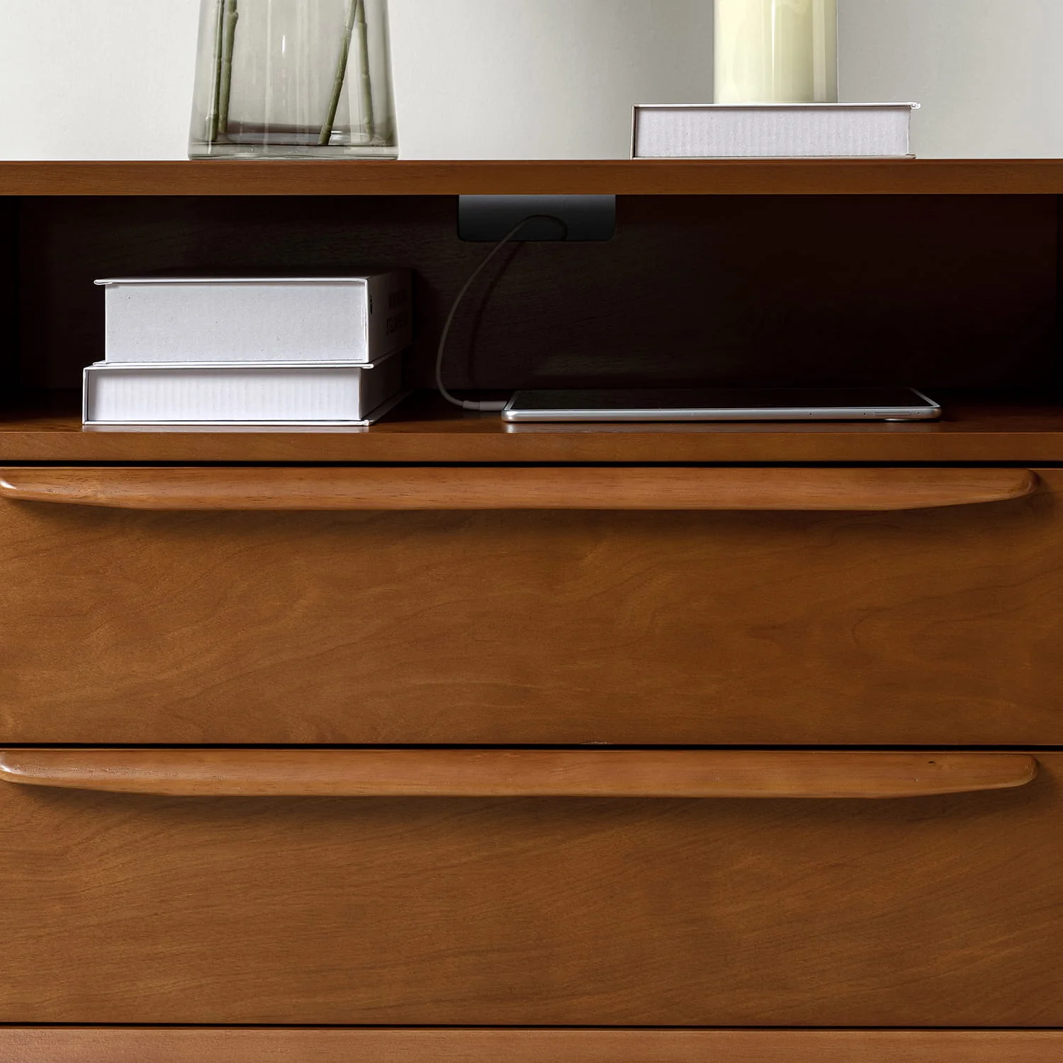 Lilian 2 - Drawer Mid Century End Table with Built-in Outlets(Optional Types) - Image 29