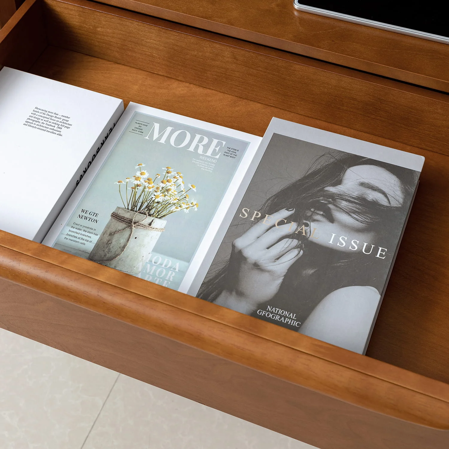 Lilian 2 - Drawer Mid Century End Table with Built-in Outlets(Optional Types) - Image 30
