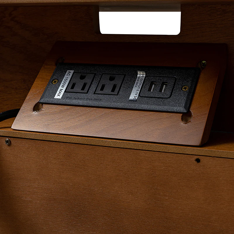 Lilian 2 - Drawer Mid Century End Table with Built-in Outlets(Optional Types) - Image 5