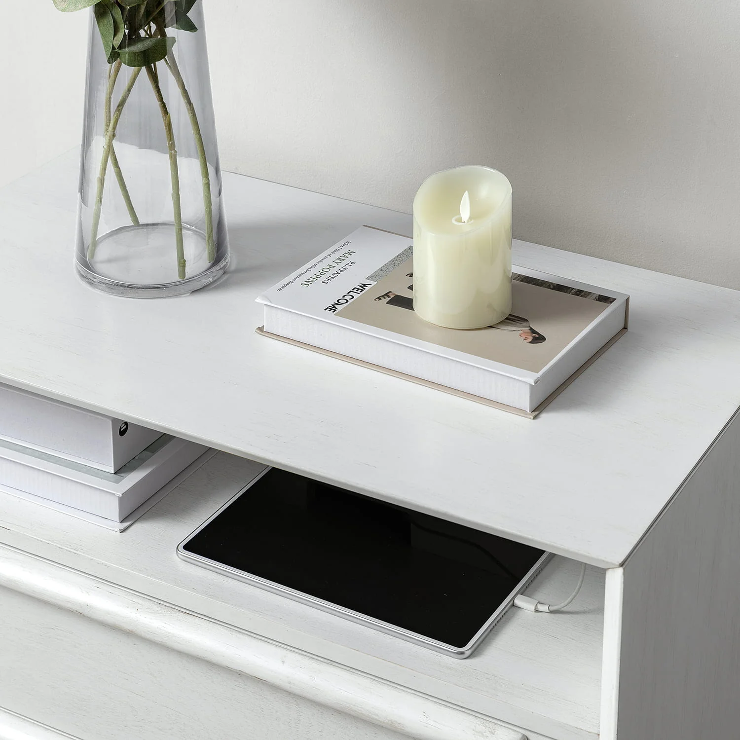 Lilian 2 - Drawer Mid Century End Table with Built-in Outlets(Optional Types) - Image 50