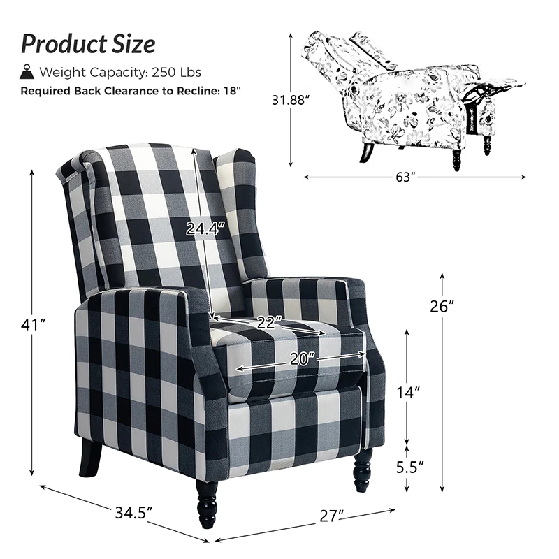 Lilith Upholstered Recliner Chair with Adjustable Backrest & Footrest - Image 11
