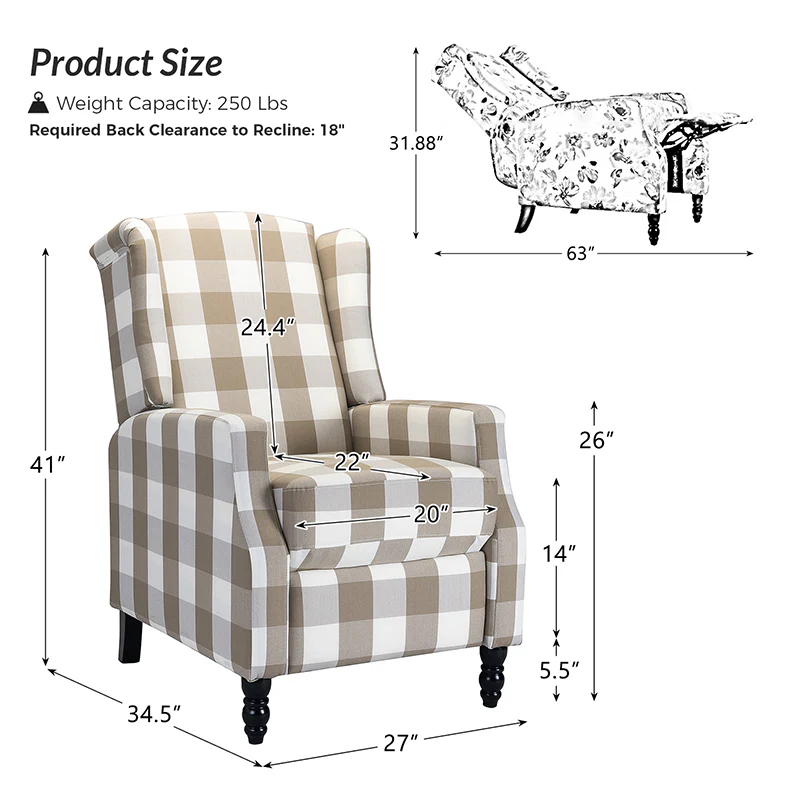 Lilith Upholstered Recliner Chair with Adjustable Backrest & Footrest - Image 3