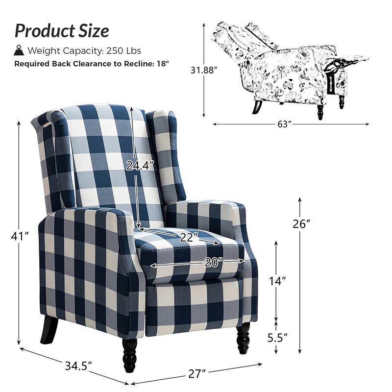 Lilith Upholstered Recliner Chair with Adjustable Backrest & Footrest - Image 35