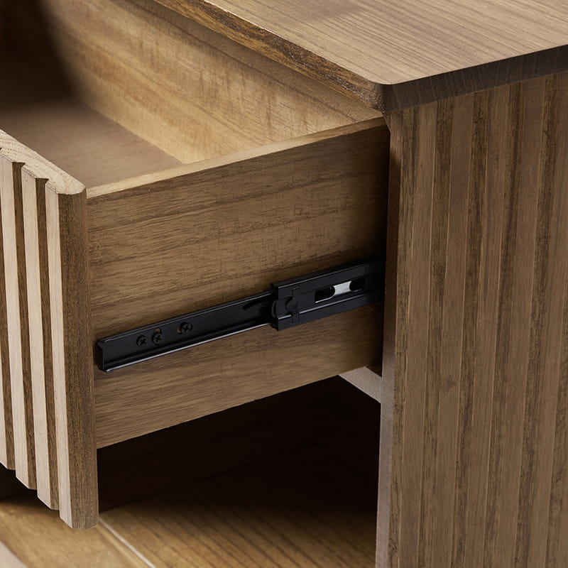 Lina Modern Solid Wood End Table with Charging Station – Slatted Bedside Table with Hidden Storage(Optional Types) - Image 19