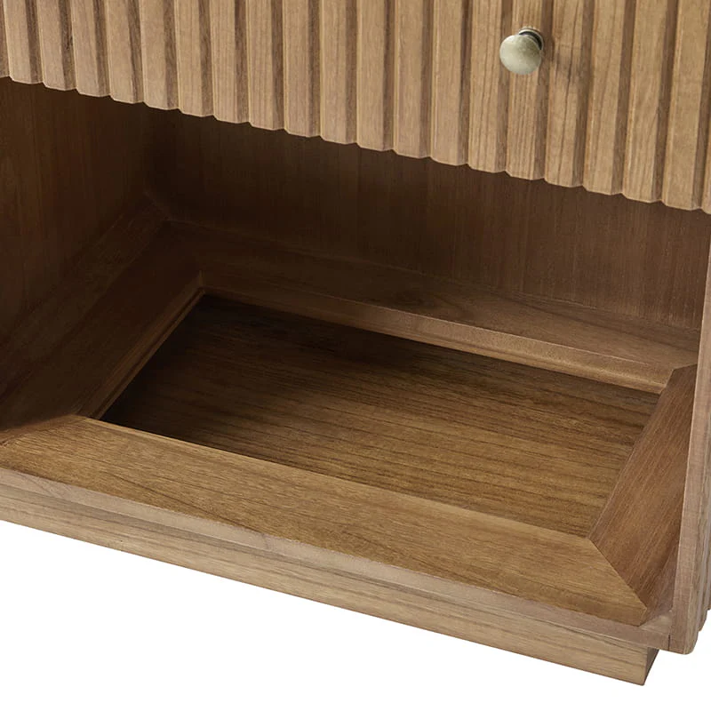 Lina Modern Solid Wood End Table with Charging Station – Slatted Bedside Table with Hidden Storage(Optional Types) - Image 20