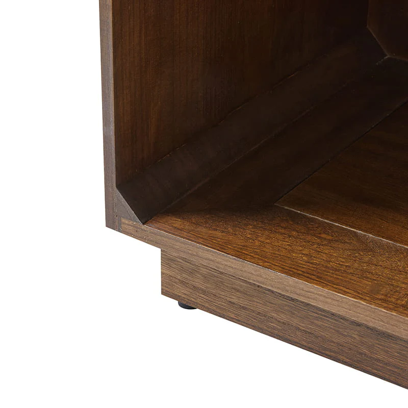 Lina Modern Solid Wood End Table with Charging Station – Slatted Bedside Table with Hidden Storage(Optional Types) - Image 4