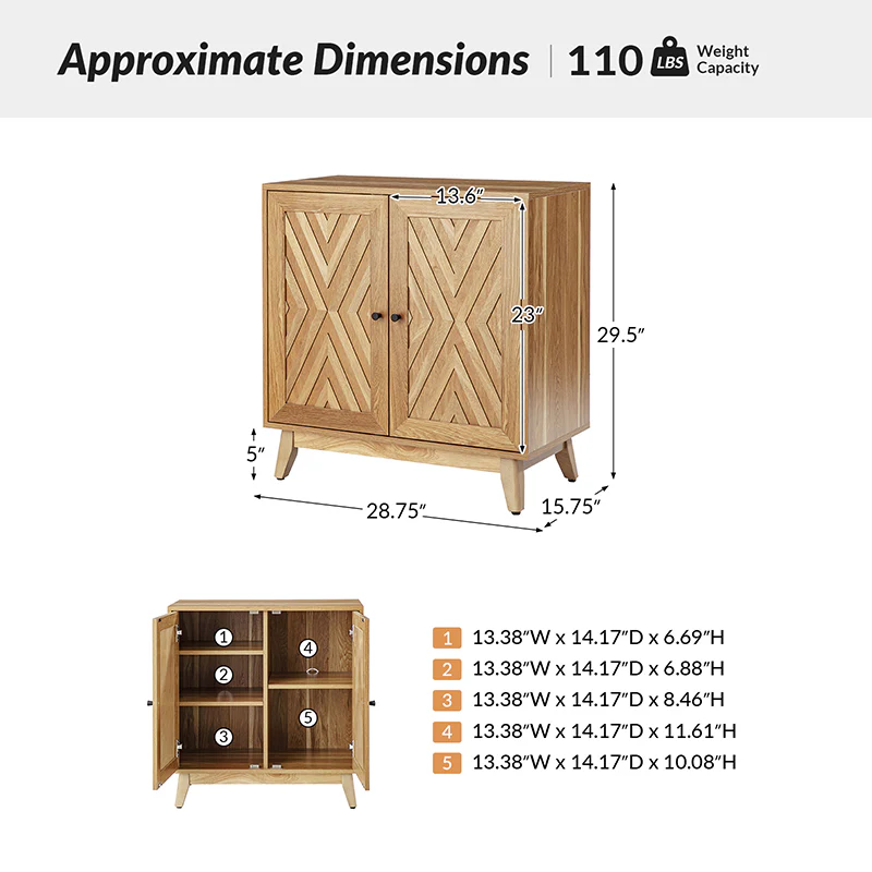Livius 30" Tall 2-Door Mid-century Modern Accent Cabinet - Image 11
