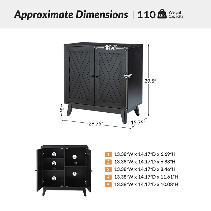 Livius 30" Tall 2-Door Mid-century Modern Accent Cabinet - Image 3
