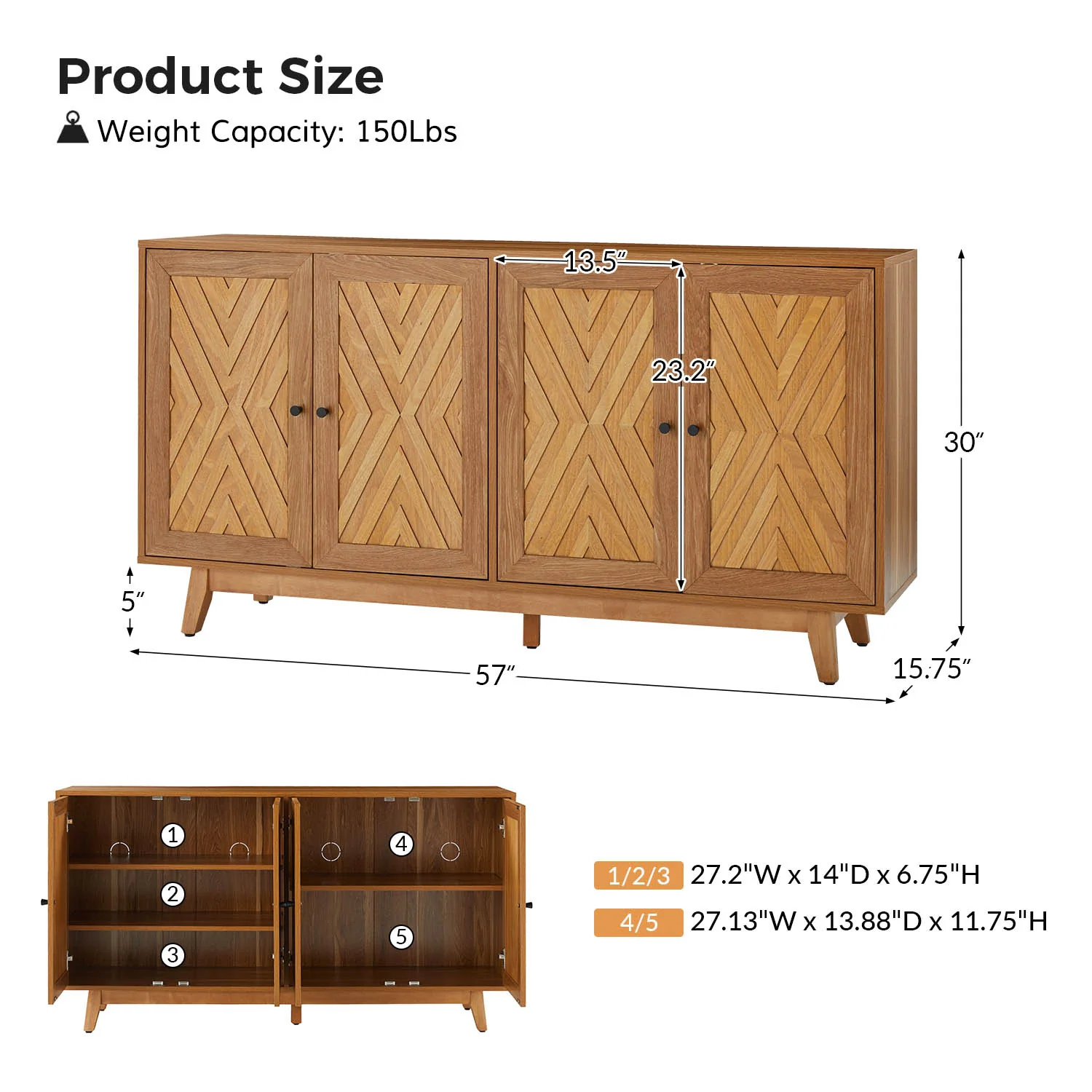 Livius 57" Wide Sideboard - Image 11
