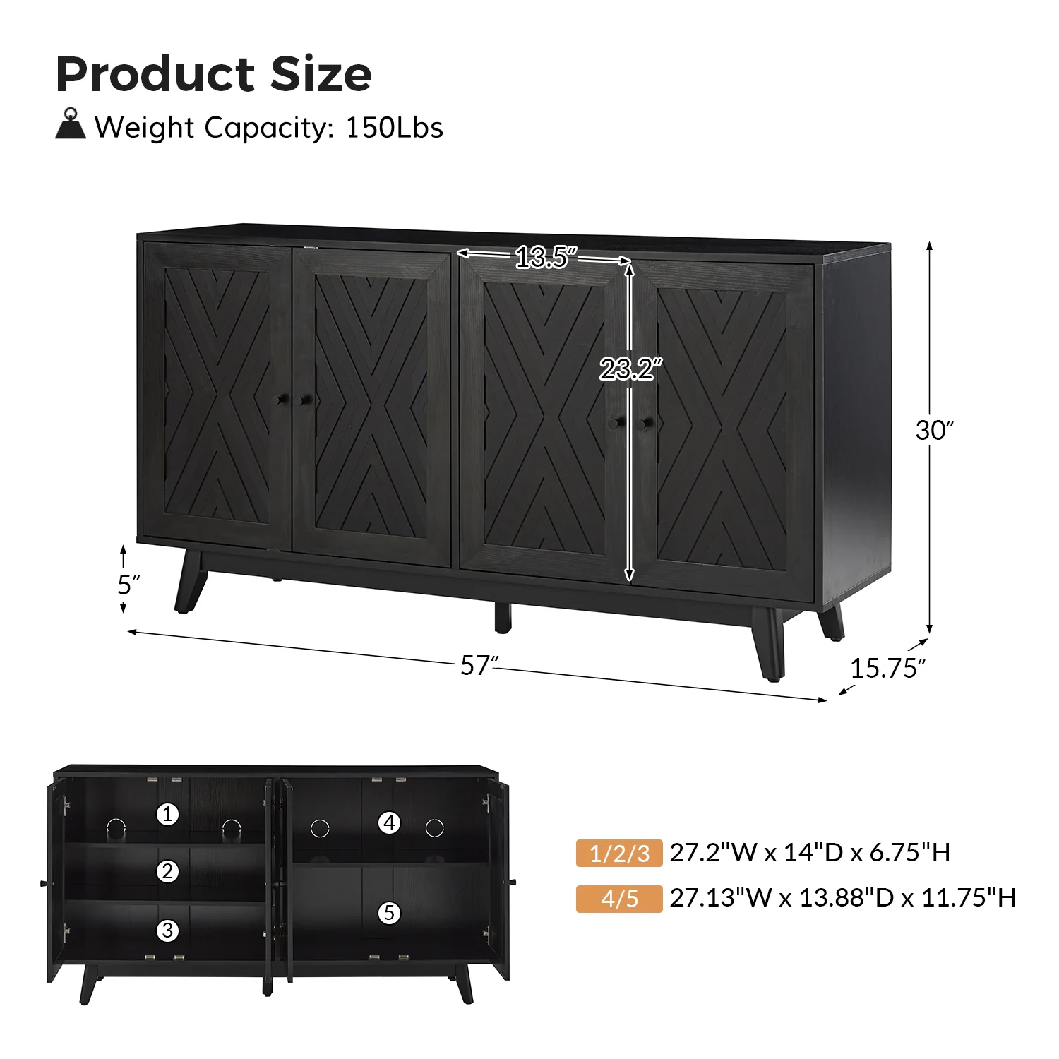 Livius 57" Wide Sideboard - Image 3