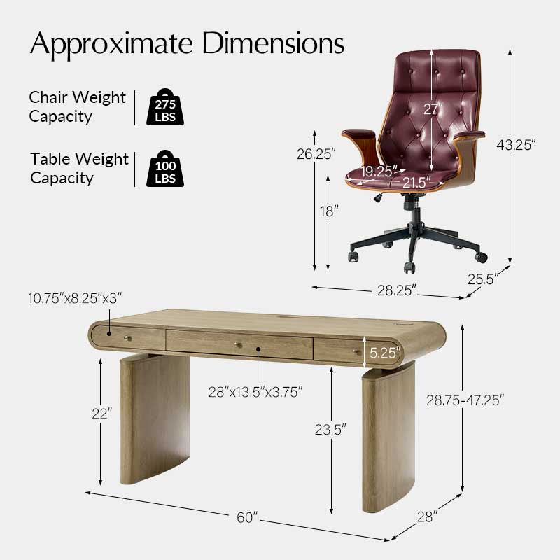 Louise 5-Piece Modern Electric Adjustable Home Office Set - Image 13