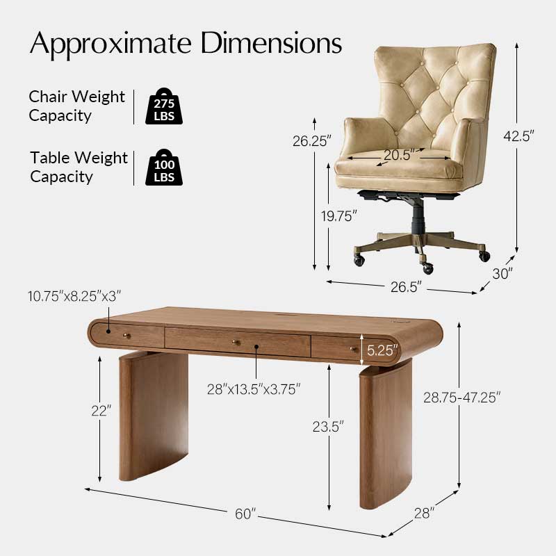 Louise 5-Piece Modern Electric Adjustable Home Office Set - Image 22