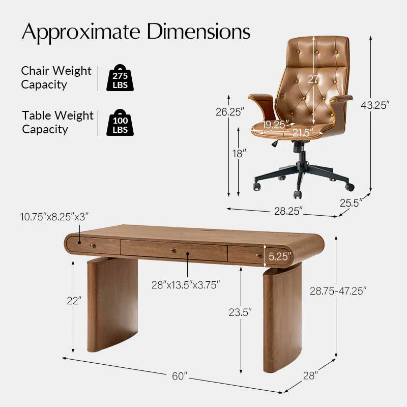 Louise 5-Piece Modern Electric Adjustable Home Office Set - Image 5