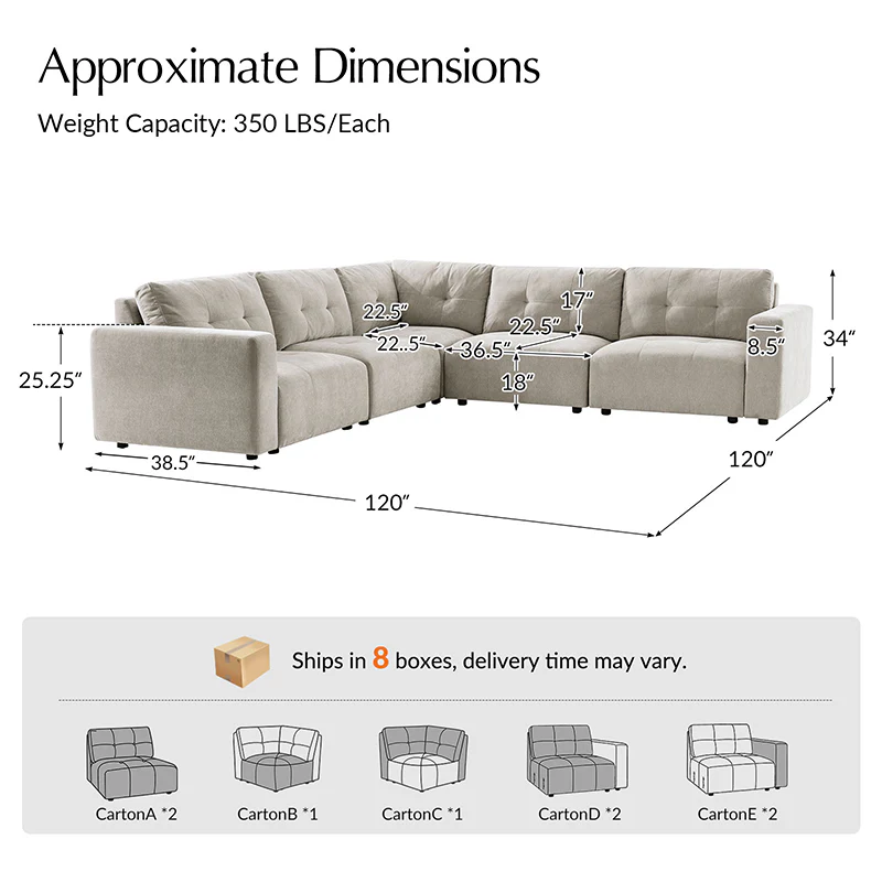 Memosa Deep-Seat Modular Sectional Sofa with Memory Foam — Modern Living Comfort - Image 17