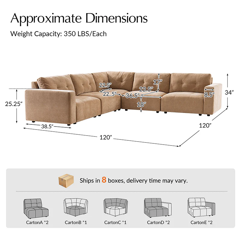 Memosa Deep-Seat Modular Sectional Sofa with Memory Foam — Modern Living Comfort - Image 3