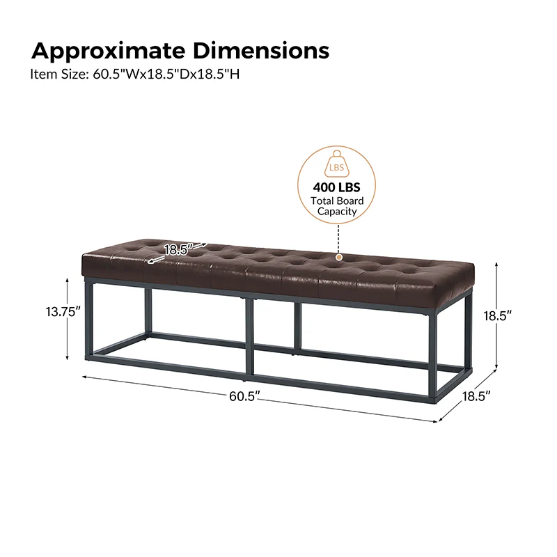 Amparo Mid-century Modern Bench with metal base - Image 11