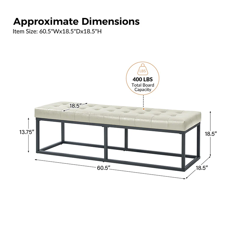 Amparo Mid-century Modern Bench with metal base - Image 26