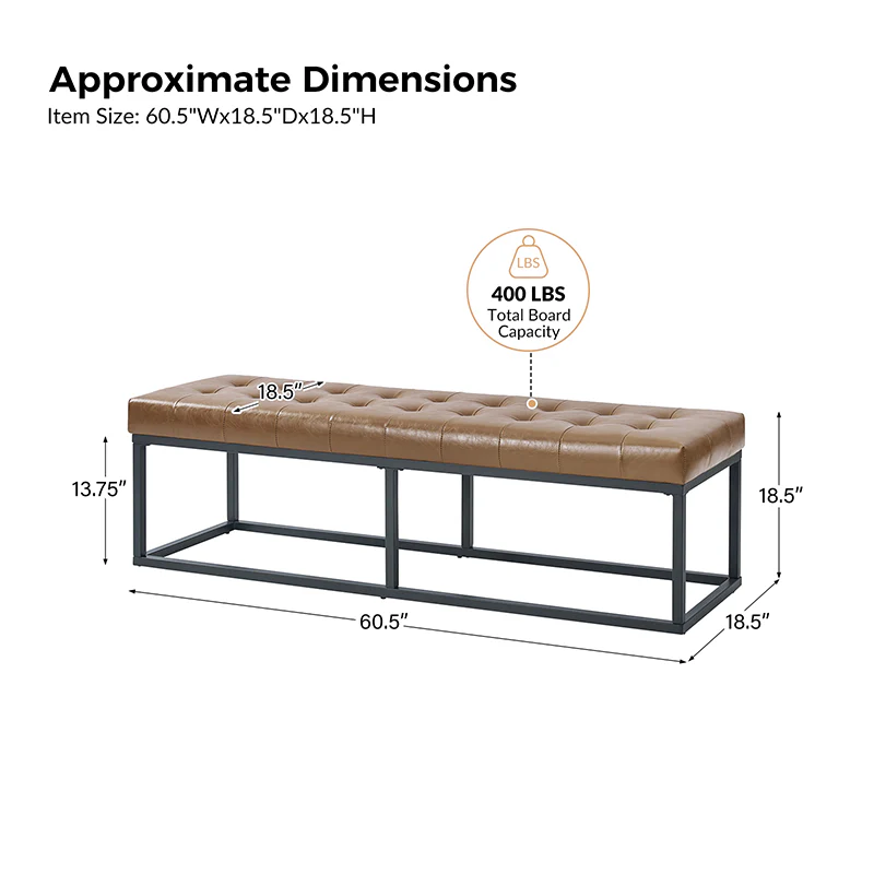 Amparo Mid-century Modern Bench with metal base - Image 3