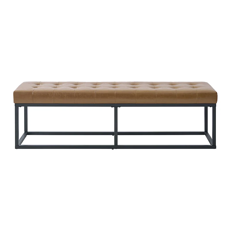 Amparo Mid-century Modern Bench with metal base - Image 4
