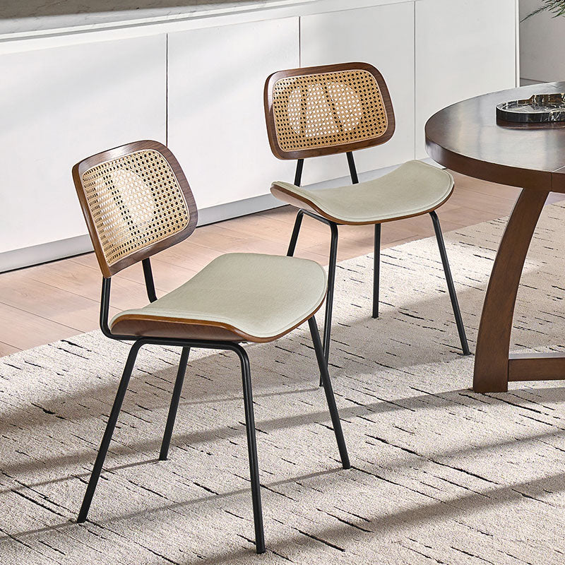 Doley Mid-Century Modern Dining Chair with Rattan Backrest,Set of 2 - Image 10