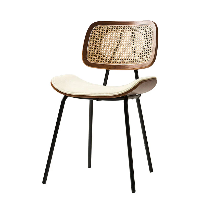 Doley Mid-Century Modern Dining Chair with Rattan Backrest,Set of 2 - Image 13