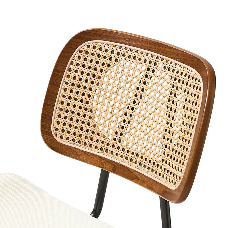 Doley Mid-Century Modern Dining Chair with Rattan Backrest,Set of 2 - Image 14
