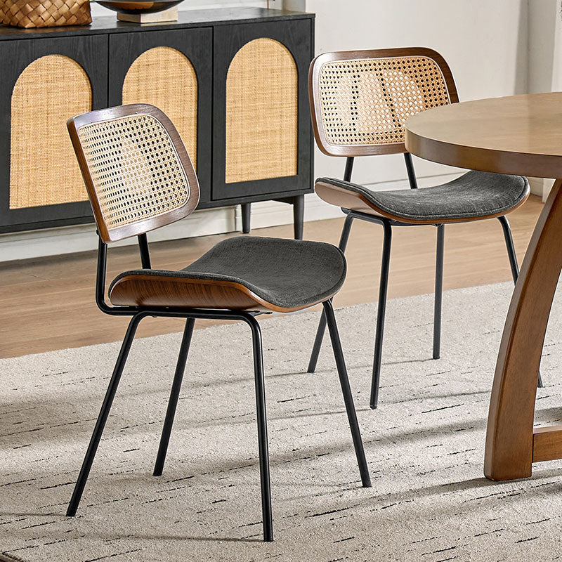 Doley Mid-Century Modern Dining Chair with Rattan Backrest,Set of 2 - Image 17