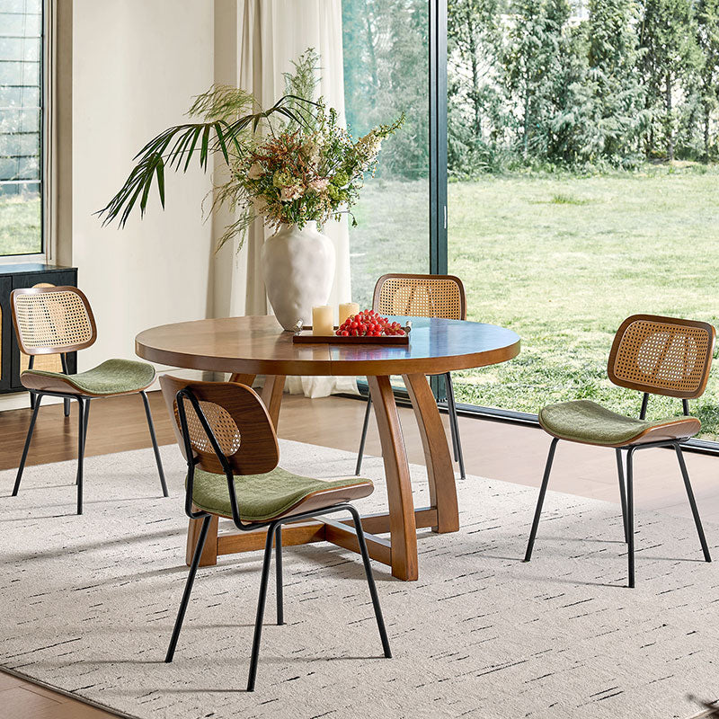 Doley Mid-Century Modern Dining Chair with Rattan Backrest,Set of 2 - Image 25
