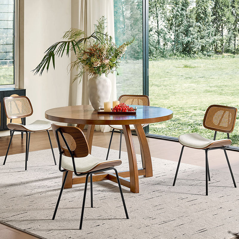 Doley Mid-Century Modern Dining Chair with Rattan Backrest,Set of 2 - Image 32