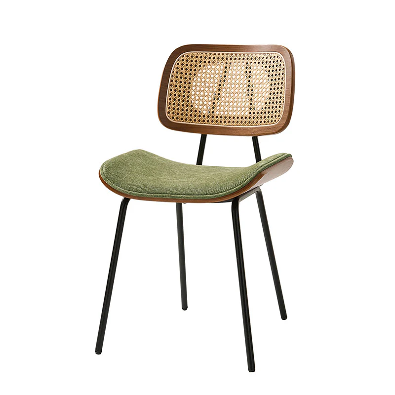 Doley Mid-Century Modern Dining Chair with Rattan Backrest,Set of 2 - Image 5
